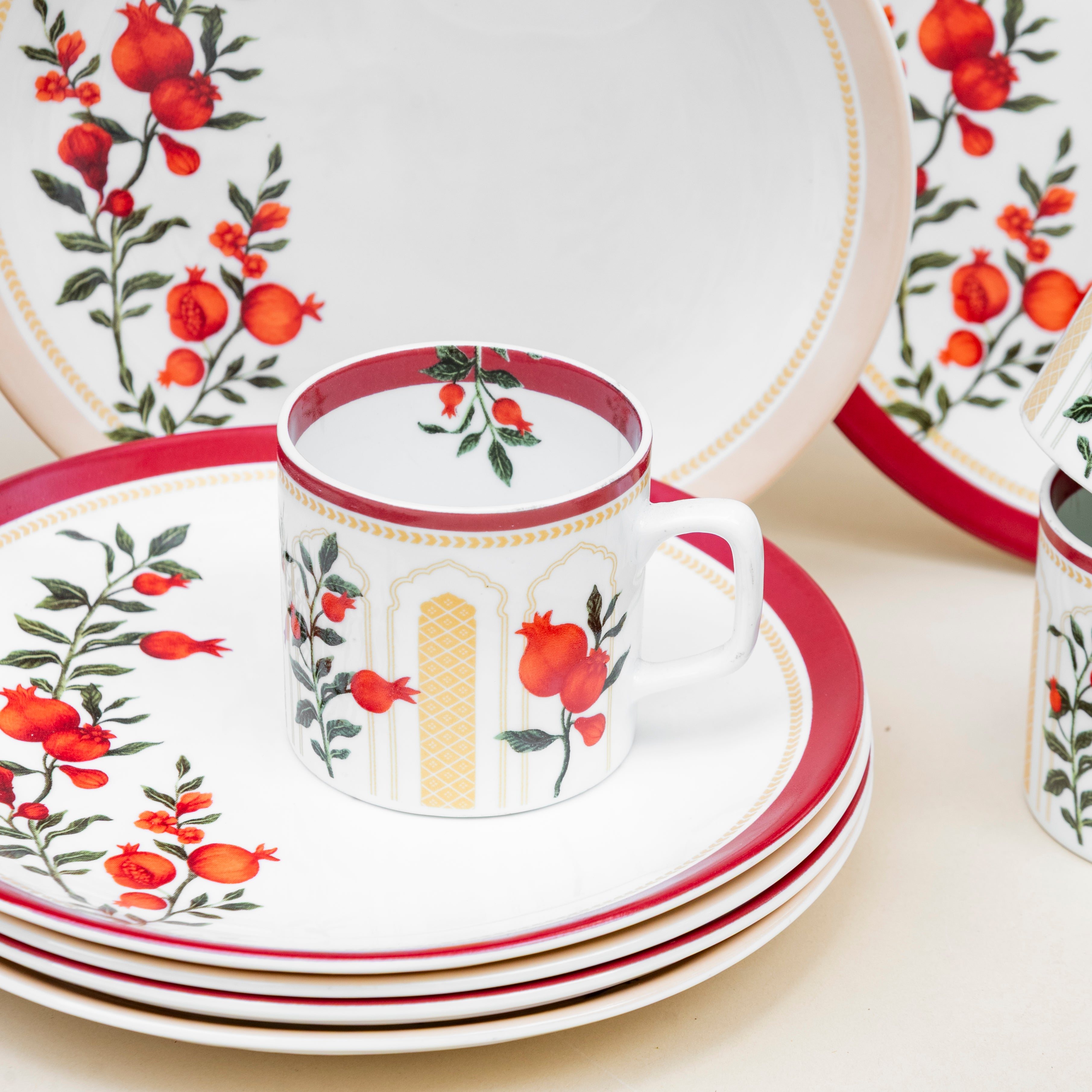Anaar - 12 Piece Tea Cup & Snack Plate Set