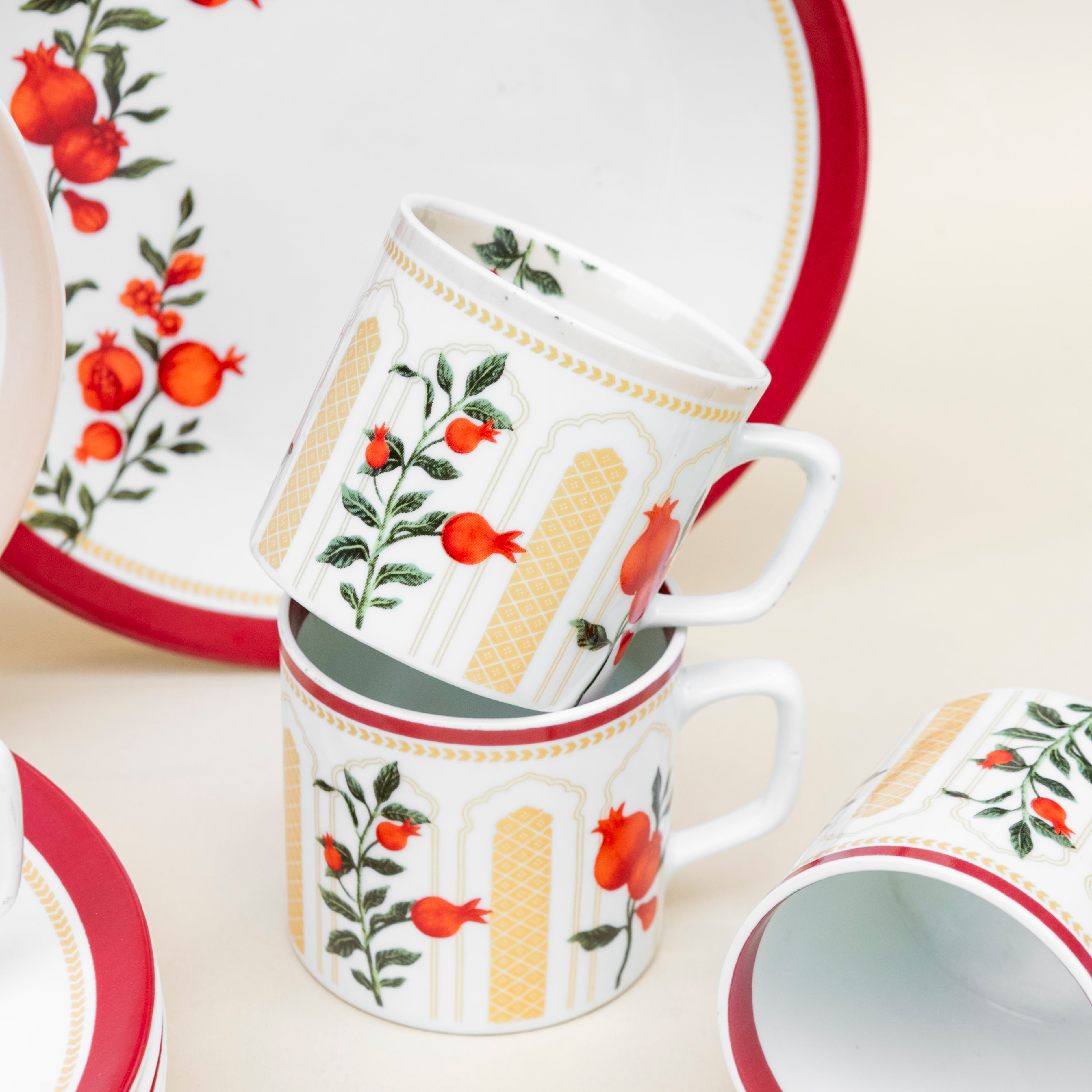 Anaar - 12 Piece Tea Cup & Snack Plate Set