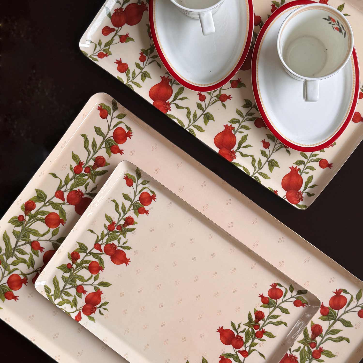 Anaar Metal Tray Set – Set of 3