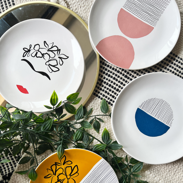 Ceramic Plates inspired by Frida Kahlo comes in a set of 4 designs