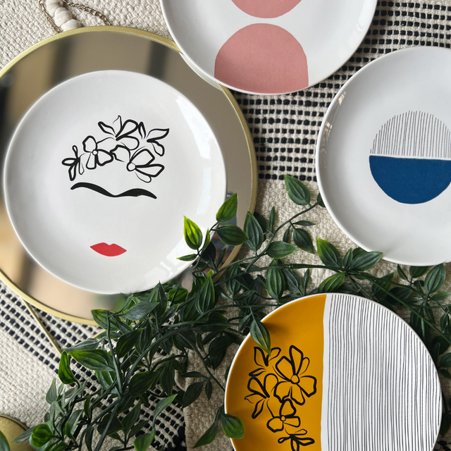 Inspired by Frida Kahlo, ceramic snack plates to be used for everyday snacks and serving