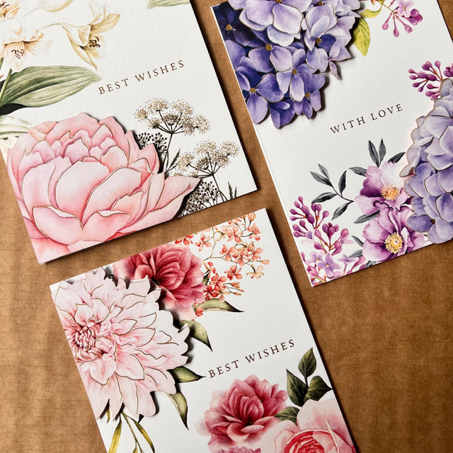 Note Cards with 3D florals