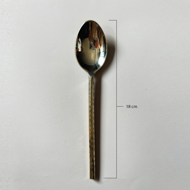 Golden Hammered Dinner Spoons - Set of 8