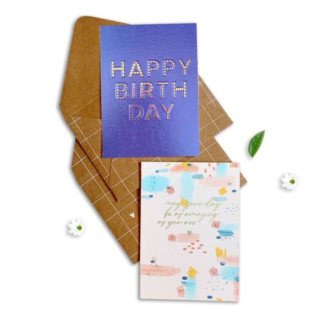 Happy Birthday Note Cards - Set of 4
