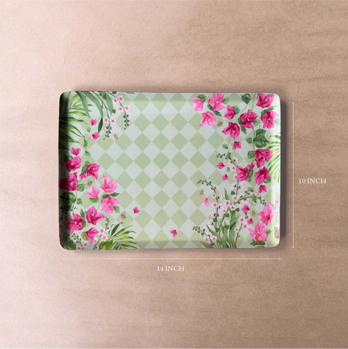 Floral Metal Tray Set – Set of 3 (Ivory, Green & Blush)