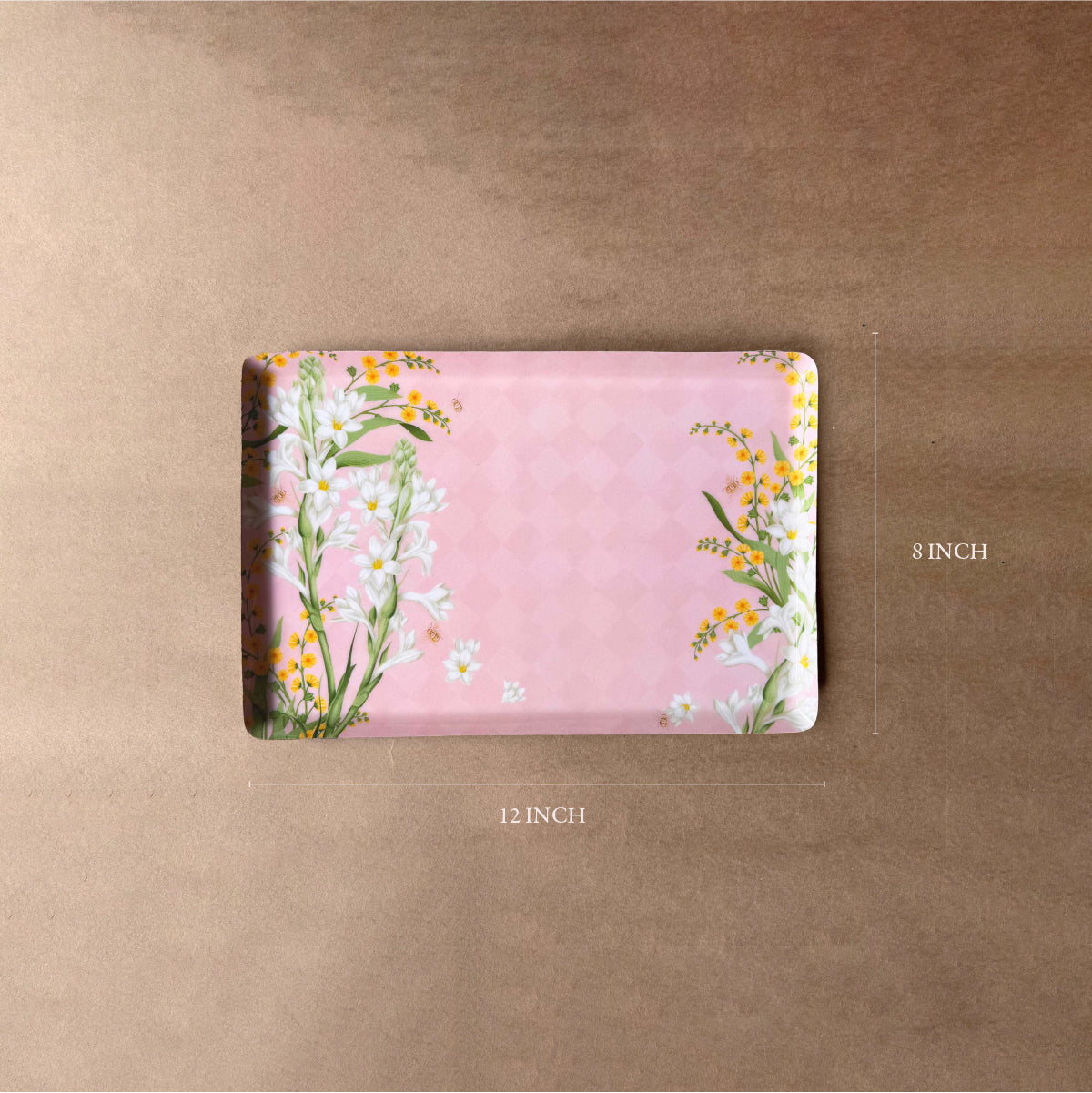 Floral Metal Tray Set – Set of 3 (Ivory, Green & Blush)