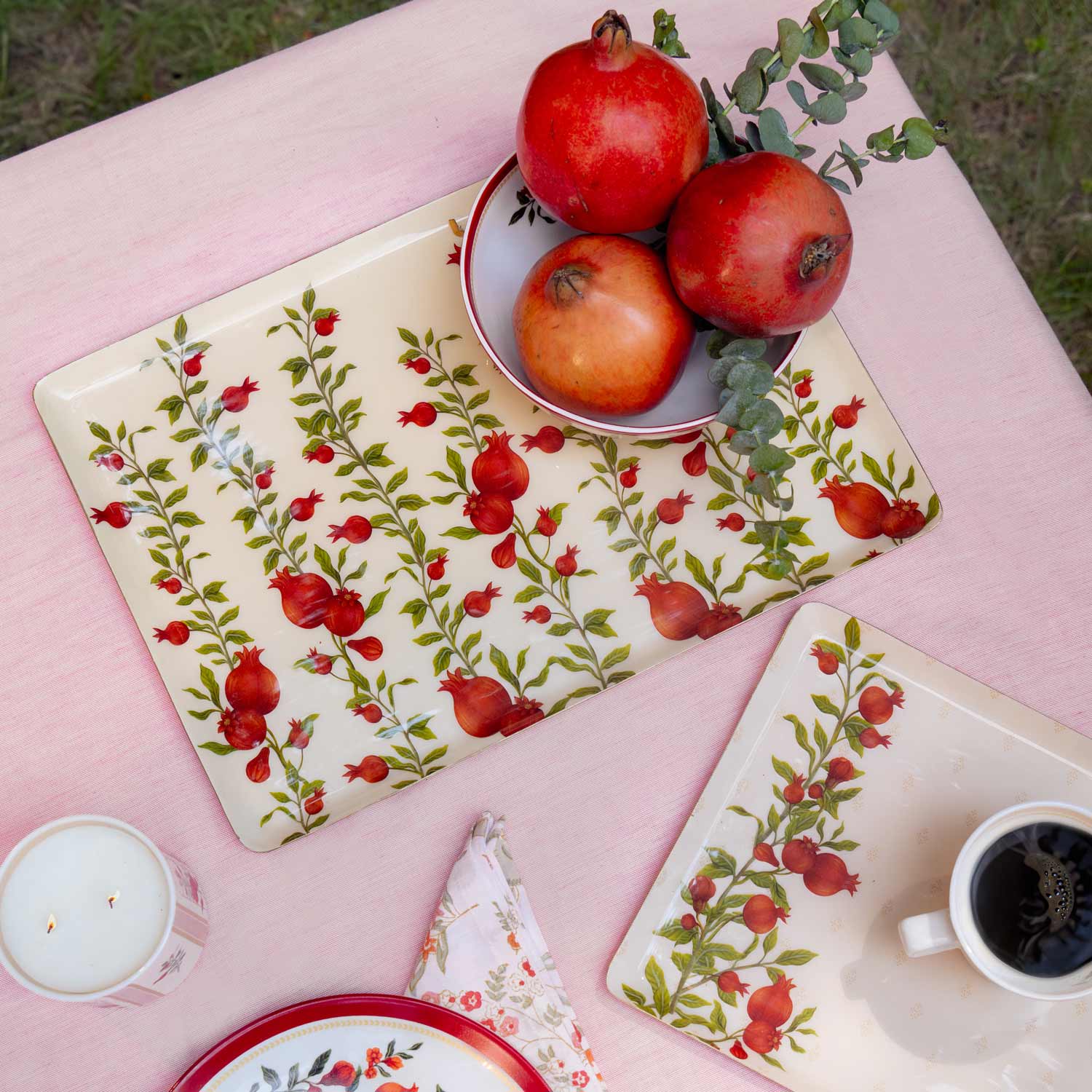 Anaar Metal Tray Set – Set of 3
