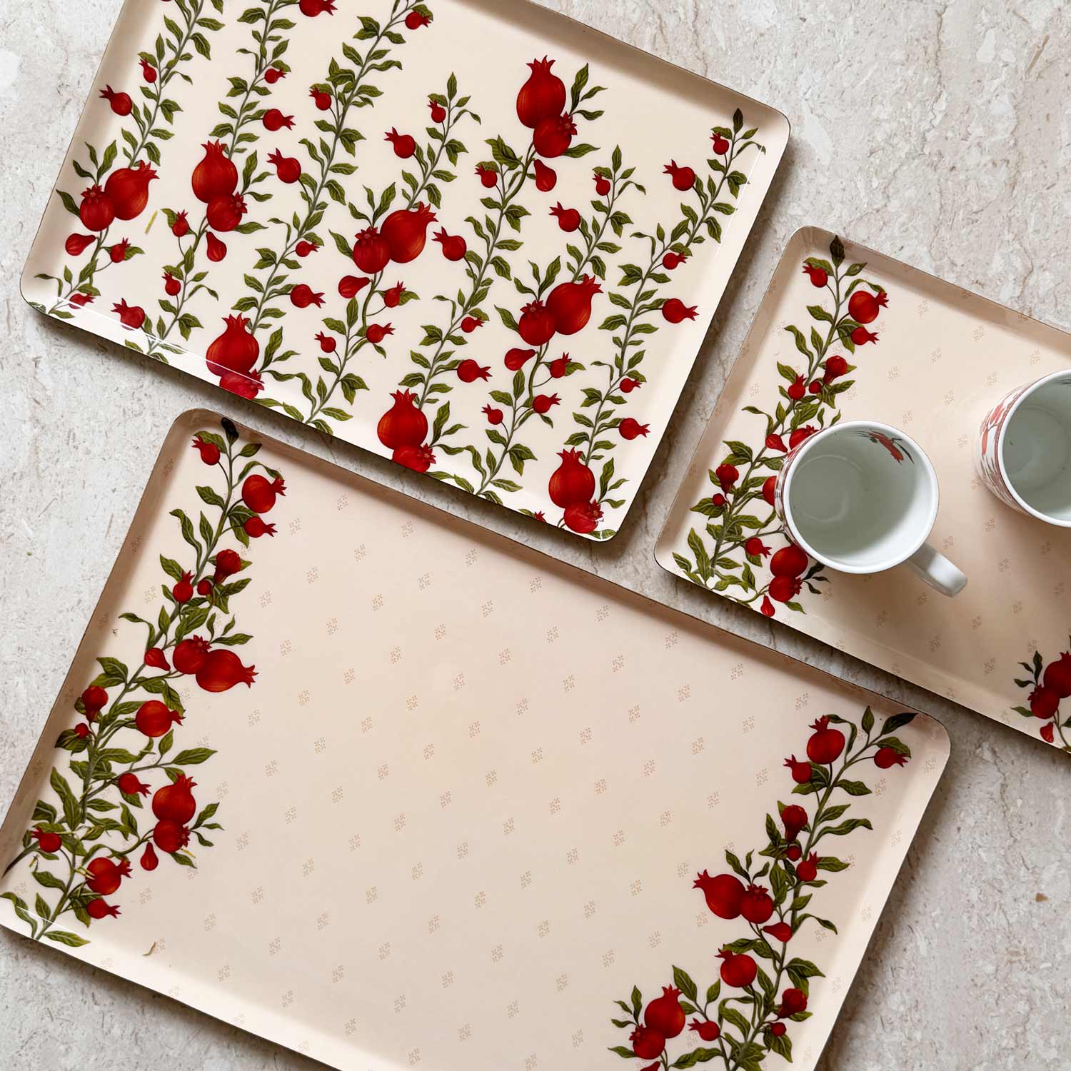 Anaar Metal Tray Set – Set of 3