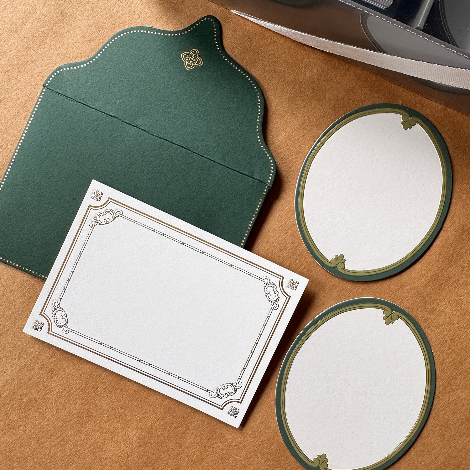 Emerald and Gold Stationery Set