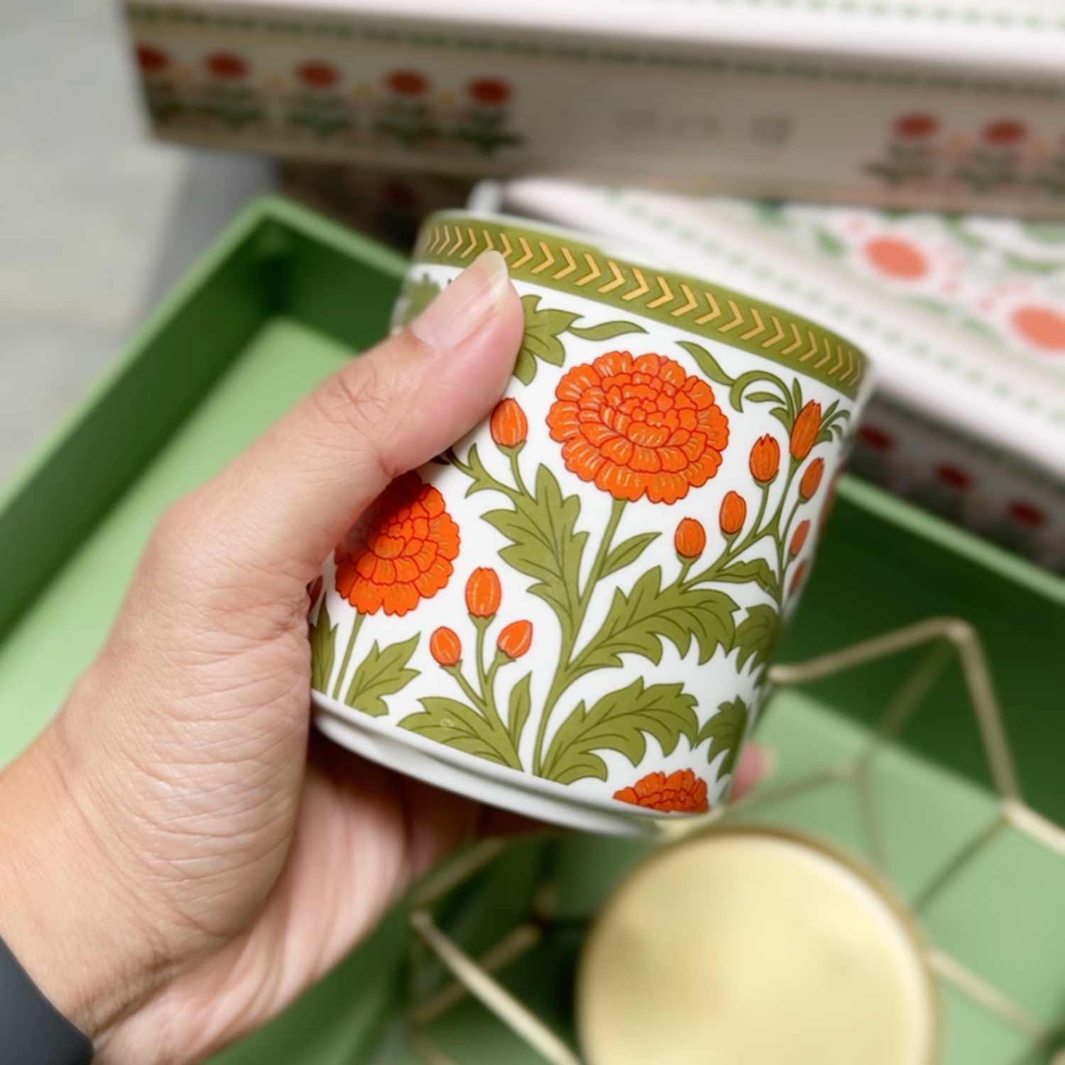 Marigold Candle and Stand Gift Box