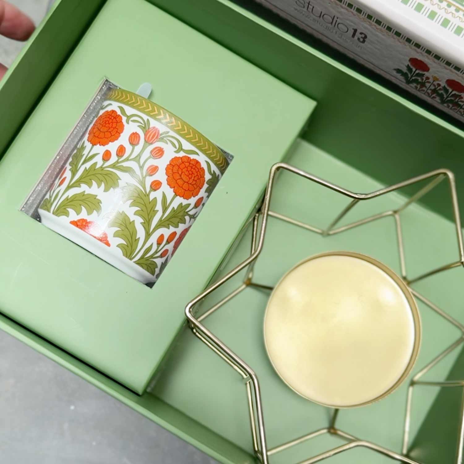 Marigold Candle and Stand Gift Box