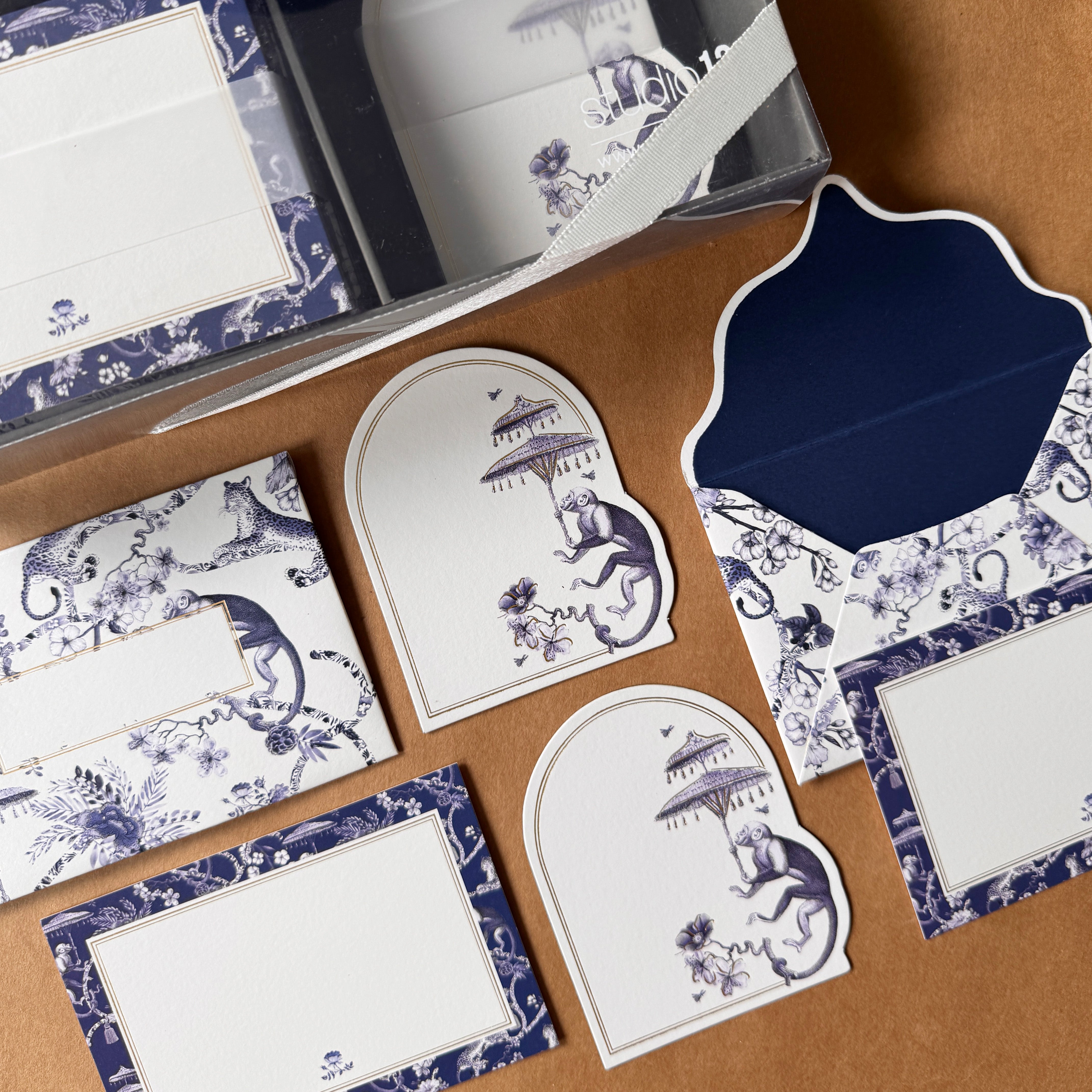 Navy Toile Stationery Set