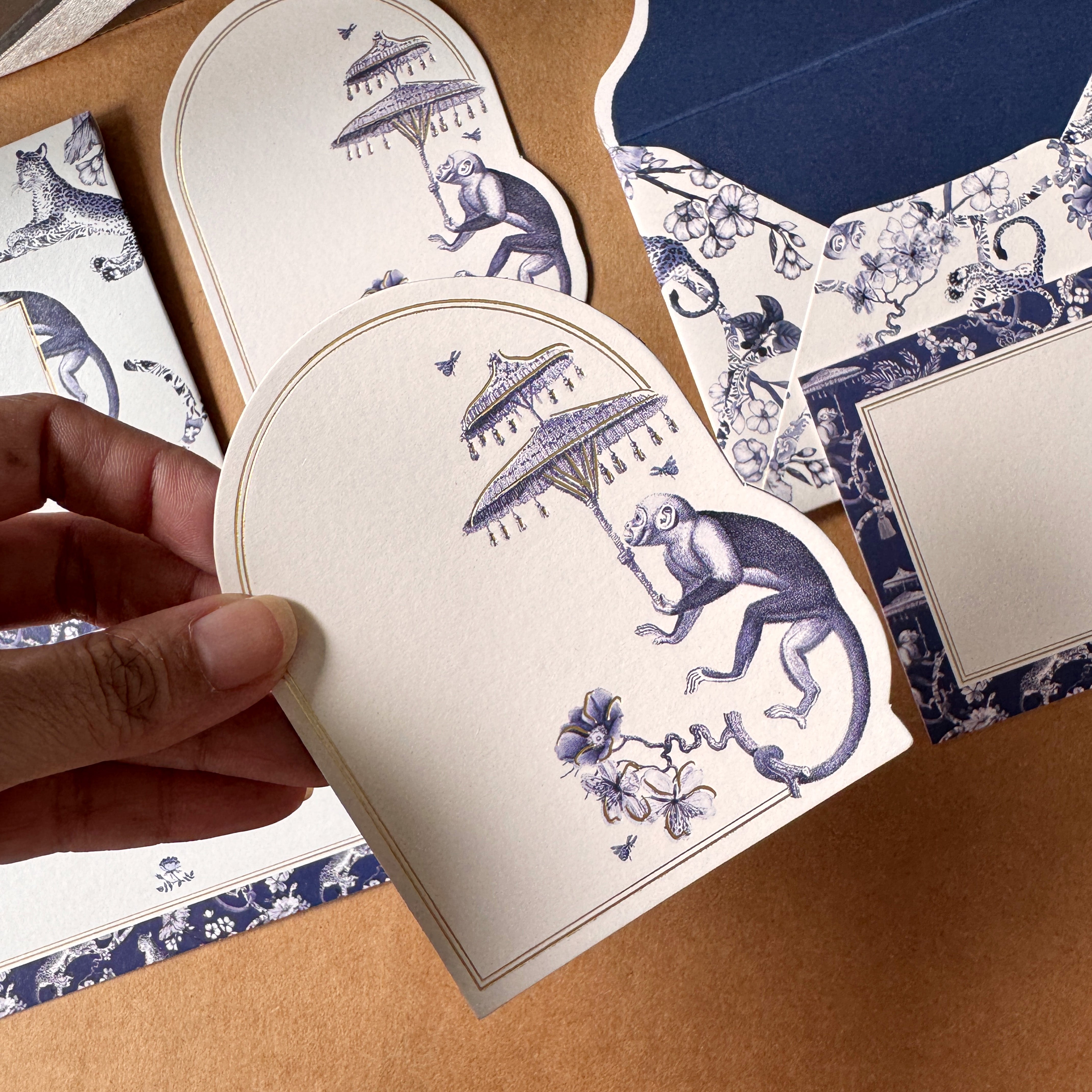 Navy Toile Stationery Set