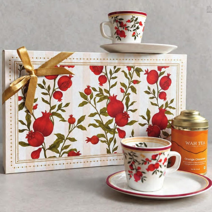 Oval Cups, Saucers & Tea corporate Diwali gift box by Studio13