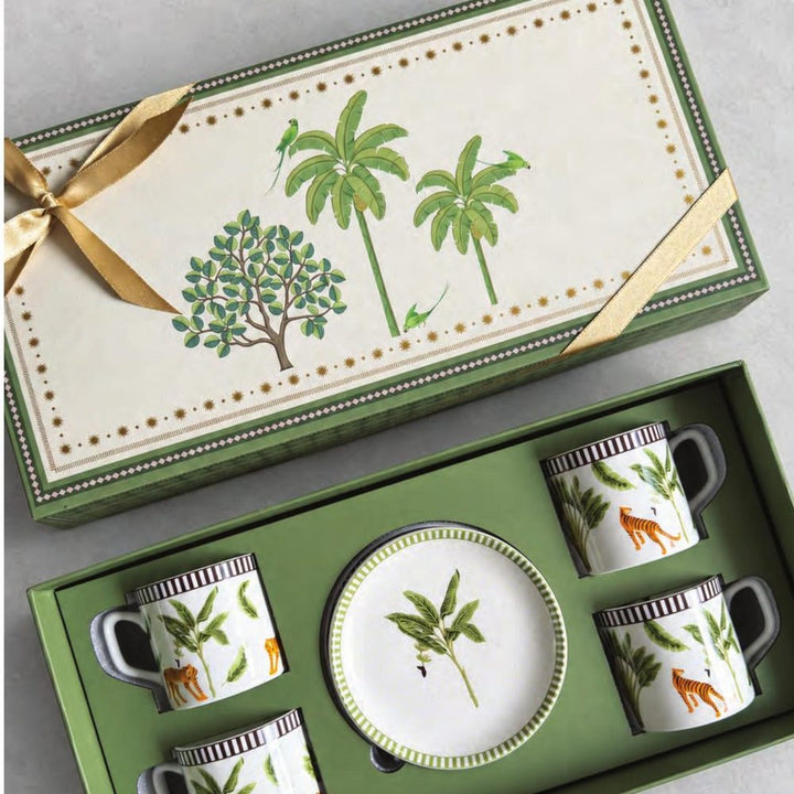 4 Tea Cups & 4 Dessert Plates corporate Diwali gift box by Studio13